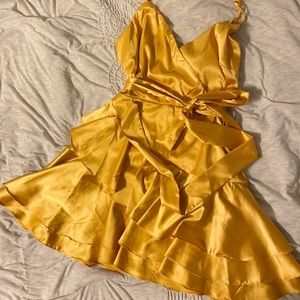 Forever 21 tiered ruffle satin dress